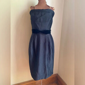 MODA International strapless little black dress textured velvet bow holiday